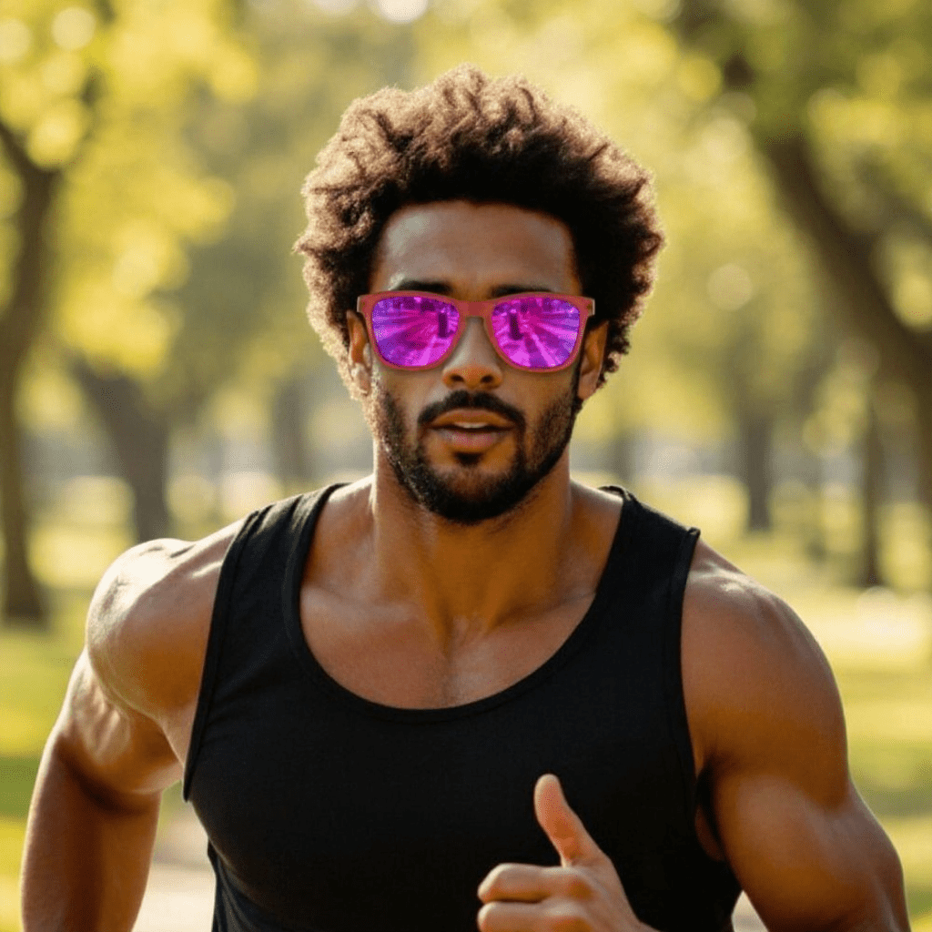 Óculos de Corrida Espelhado Polarizado Quadrado - Vermelho